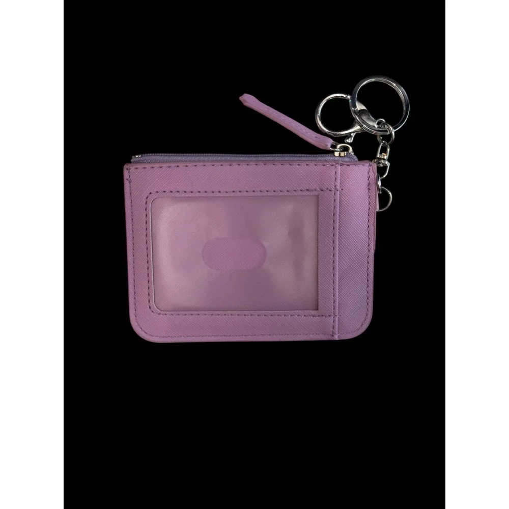 Sanrio Pochacco ID Holder Coin Purse Keychain Purple Faux Leather Wallet Card